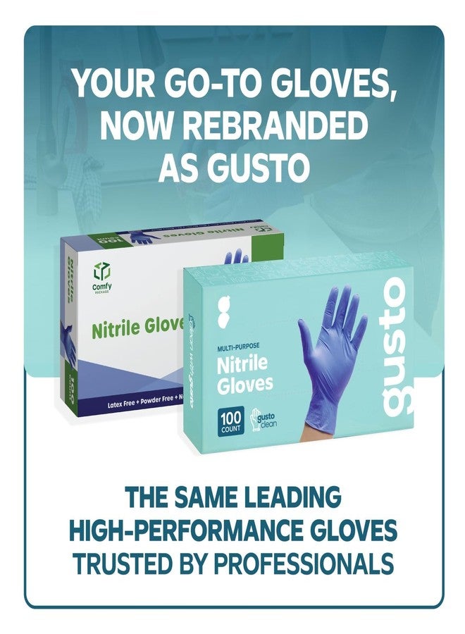 GUSTO [100 Count Blue Nitrile Gloves, Disposable Gloves – 4 Mil, Latex & Rubber Free, Non-Sterile Powder-Free - Large (Formerly Comfy Package) - Image 2